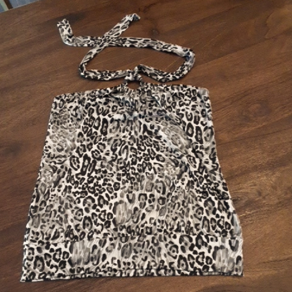 Agenda Black and Cream Animal Print Tank Top